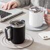 460ml Stainless Steel Coffee Mug Heat Insulation Bottle With Handle Bottom Heatable Design Milk Water Cup for Home Office