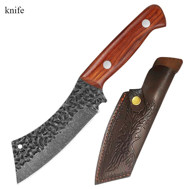 4dílná sada kuchyňských nožů Ostrý nerezový sekáček na zeleninu Dřevěná rukojeť Kuchařský nůž Grilovací nože Řeznický nůž