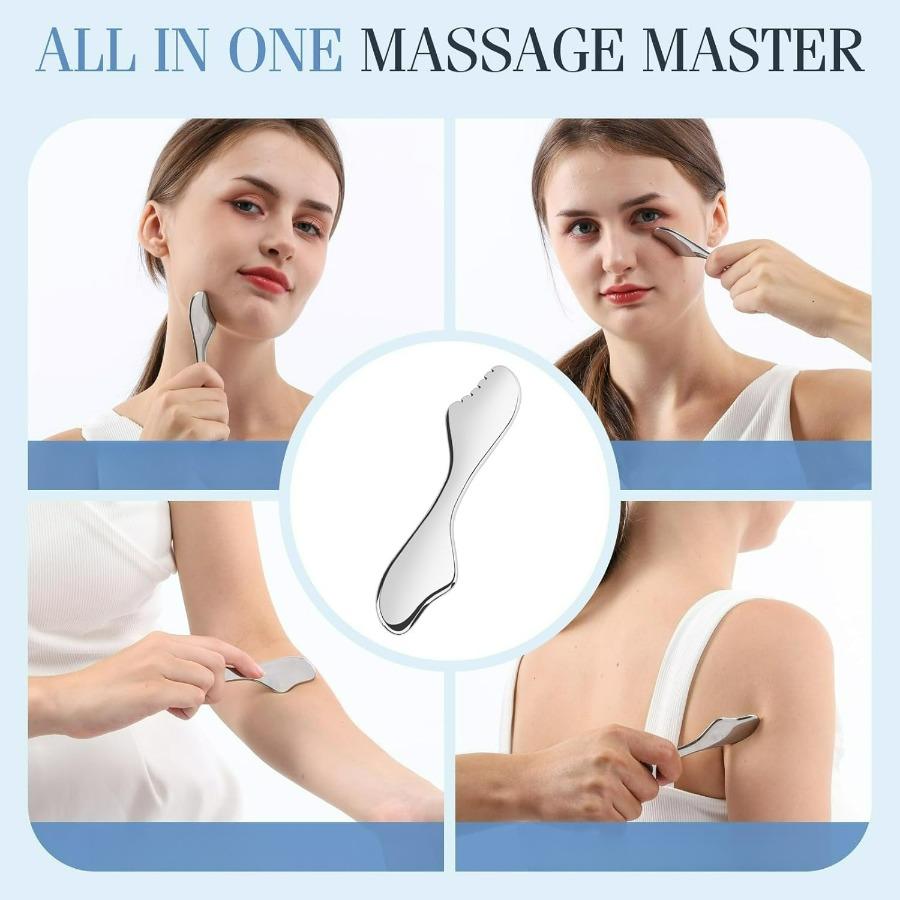 Stainless Steel Gua Sha for Face & Body, Lymphatic Drainage & Lifting Massager, Anti-Puffiness Skin Care Tool