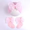 Pure Cotton Baby Girl Hat & Sock Set - Breathable Lace Trim with Bow, Perfect for Spring & Autumn. Super Cute!