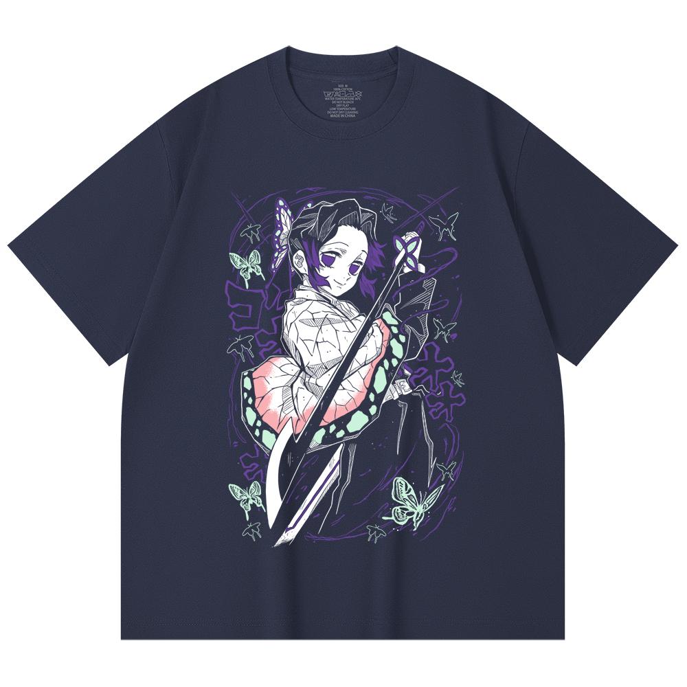 230 Gsm 100% Cotton Demon Slayer V44 Shibobu Print Unisex Heavy Cotton T Shirt