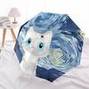 1pc Van Gogh Cat Automatic Open 8-Rib Windproof Umbrella, Travel & Commuting, Suitable for All Seasons