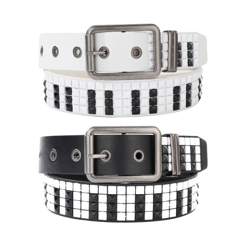 PU Leather Waist Belt Girdle With Piano Rivets Decor And Hollow Electroplating For Daily Commute Summer Style