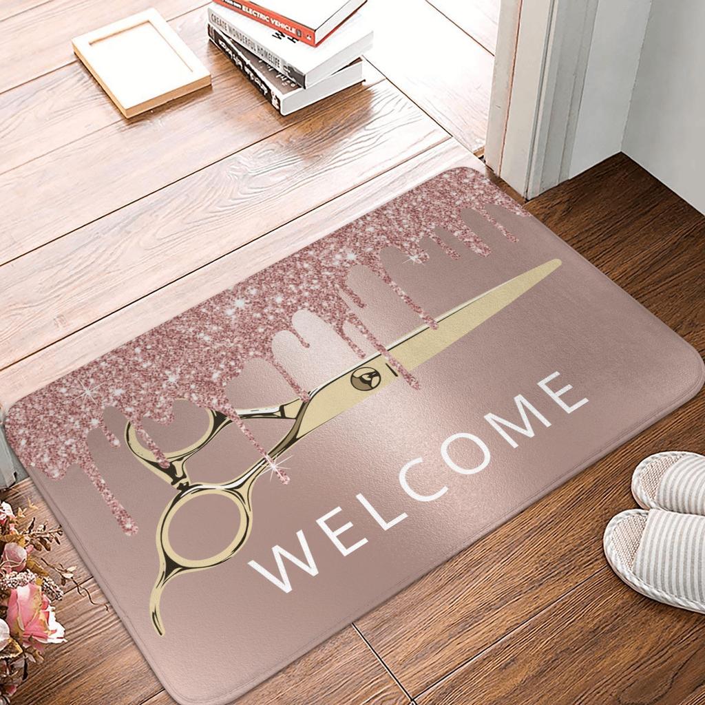 Rose Gold Glitter Sparkle Eyelashes Doormat Non-Slip Kitchen Bath Mat Living Room Door Floor Entrance Carpet Rug