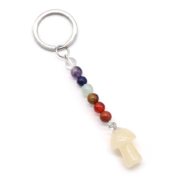 Key Chains Plant Jewelry Mushroom Shape Stone Alloy Material Key Rings for Keys
