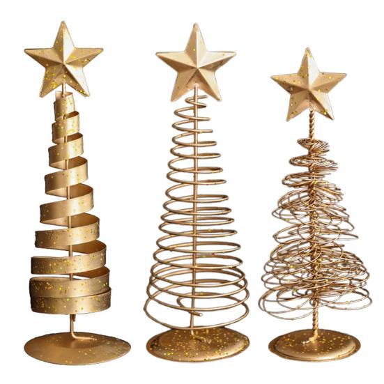 Yousheng Gold Spiral Christmas Tree Decor Glittering Tabletop Tree with Star Topper for Holiday Home Office Table Centerpiece Mantel Shelf Decor