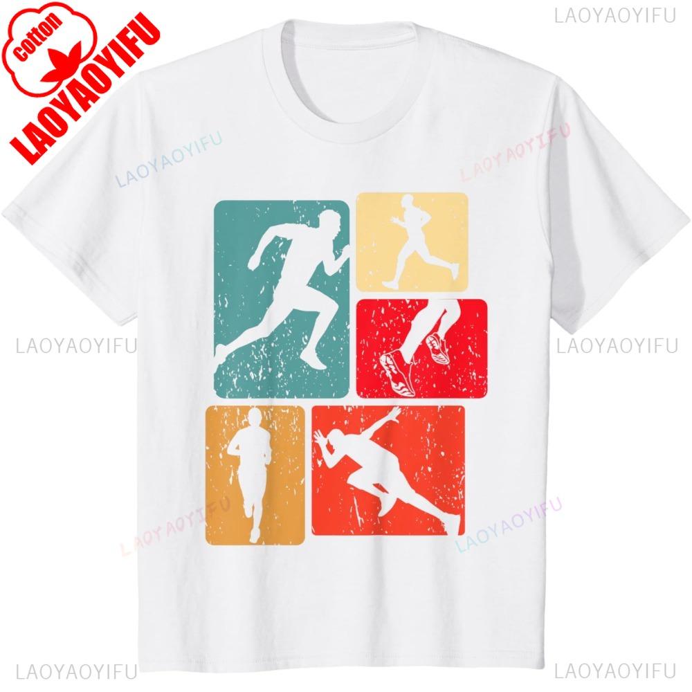 Funny Runner Running Marathon Track and Field Lovers Outfit TShirt Cotton Casual Fashion Loose Harajuku Man Tshirt Y2k Tees