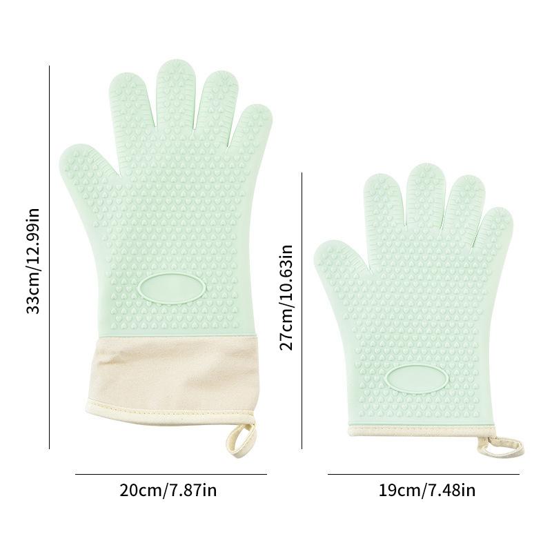 Five-Finger Extended Silicone Oven Microwave Gloves High Temperature Resistant Non-Slip Kitchen Baking Insulation Gloves