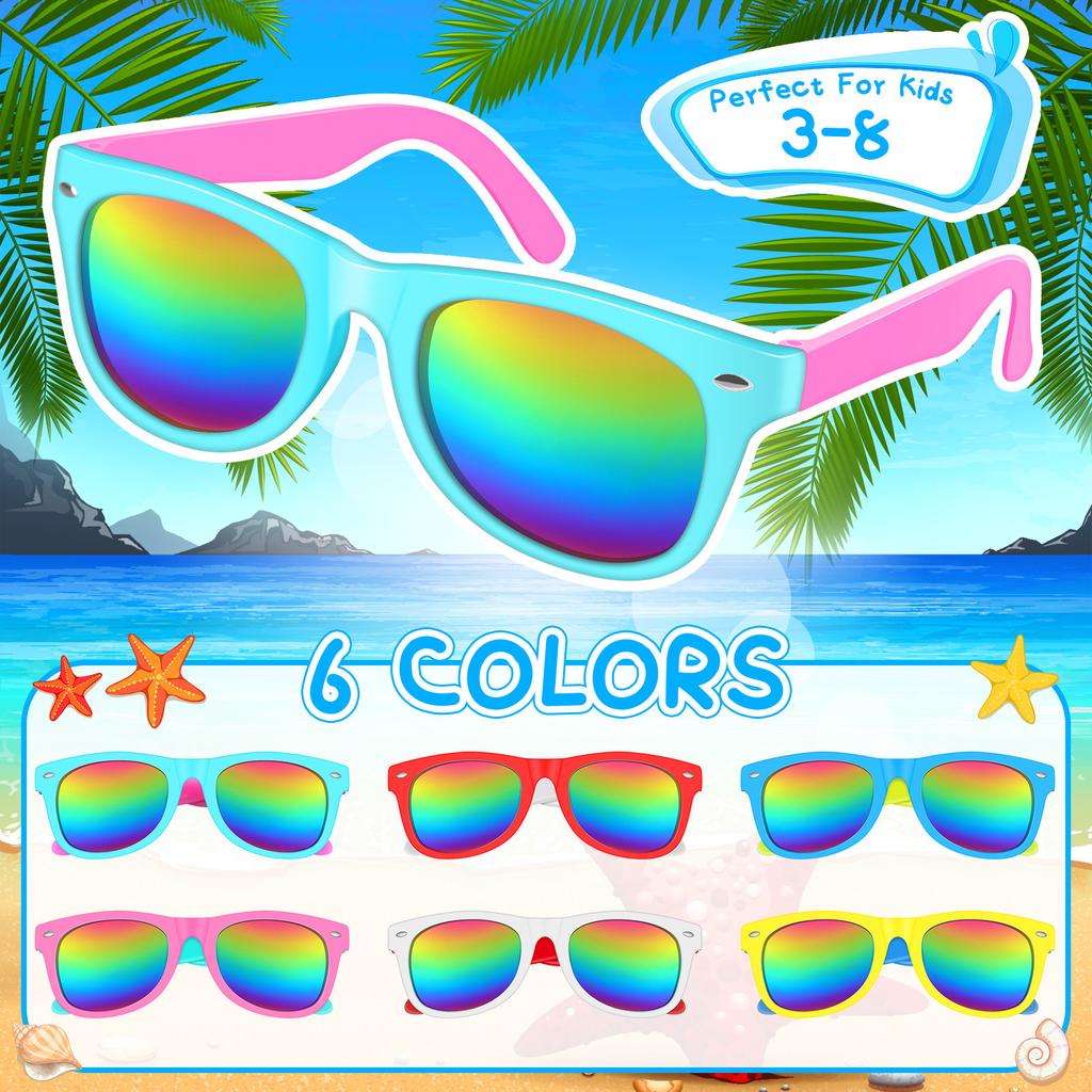 Opakowanie 24 szt. Neonowe Okulary Przeciwsłoneczne dla Dzieci Multipack Unisex Styl Retro Kolorowe Okulary Hurtowo Dla Chłopców Dziewcząt