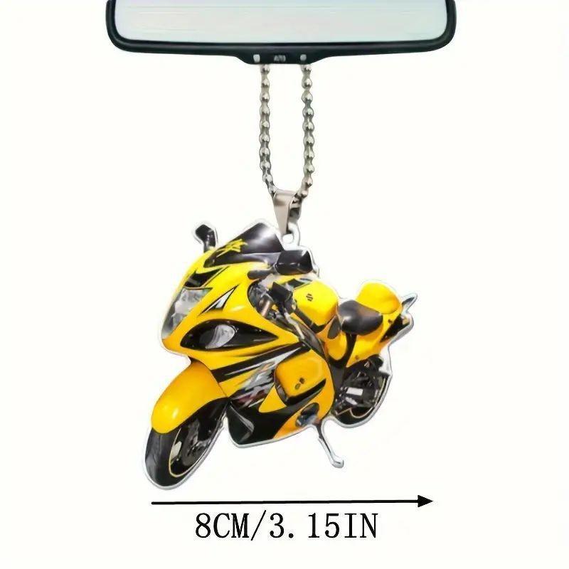 Colorful 2d Motorcycle Acrylic Car Hanging Pendant Stylish Cartoon Design For Decorative Gifts