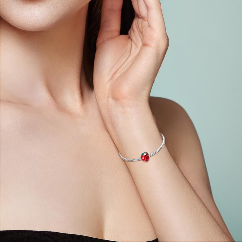 Strawberry Bead Charms Fit Original Brand Bracelet DIY for Fine Jewelry Making Women Gift
