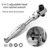 1/4 Fast Rotatable Mini Ratchet Wrench 2 In 1 Dual Head Tool Repair Home Quick /Flat Handle DIY Teeth Hand Tool Spanner Rou V5R0