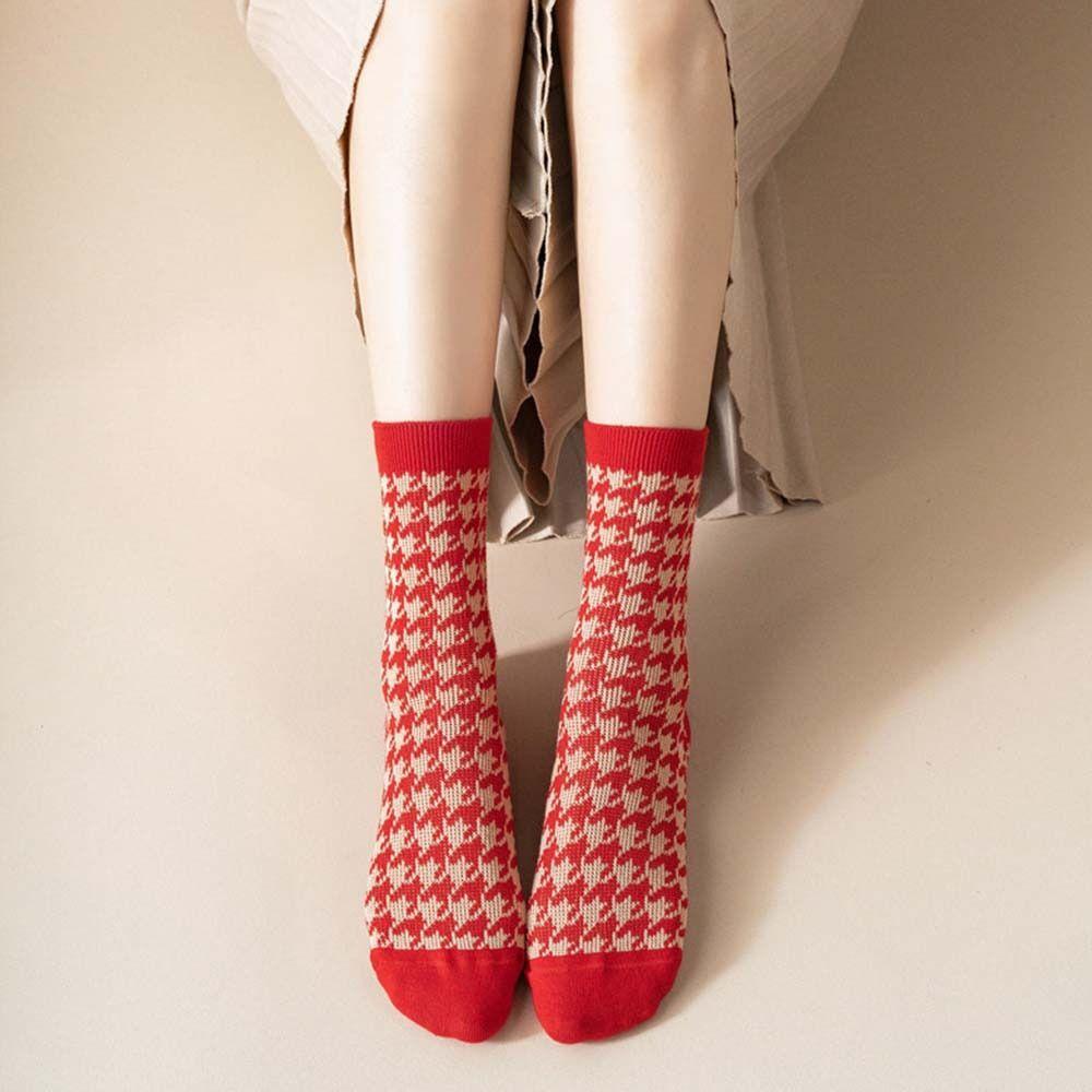 Thick New Year Women's Socks Cotton Socks Autumn Winter Red Socks Middle Tube Socks  Autumn