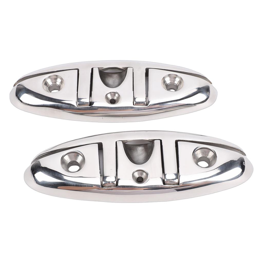 2 Sets Boat Folding Cleat 316 Stainless Steel   Up Dock Cleats with Back Plates and Screws for Kayak Yacht Pontoon