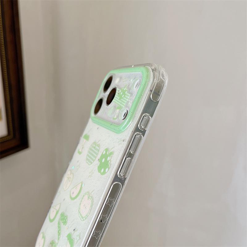 Green Apple Pendant for iPhone 17, 16 Pro Max, 15, 14 Phone Case - Fresh & Sparkly