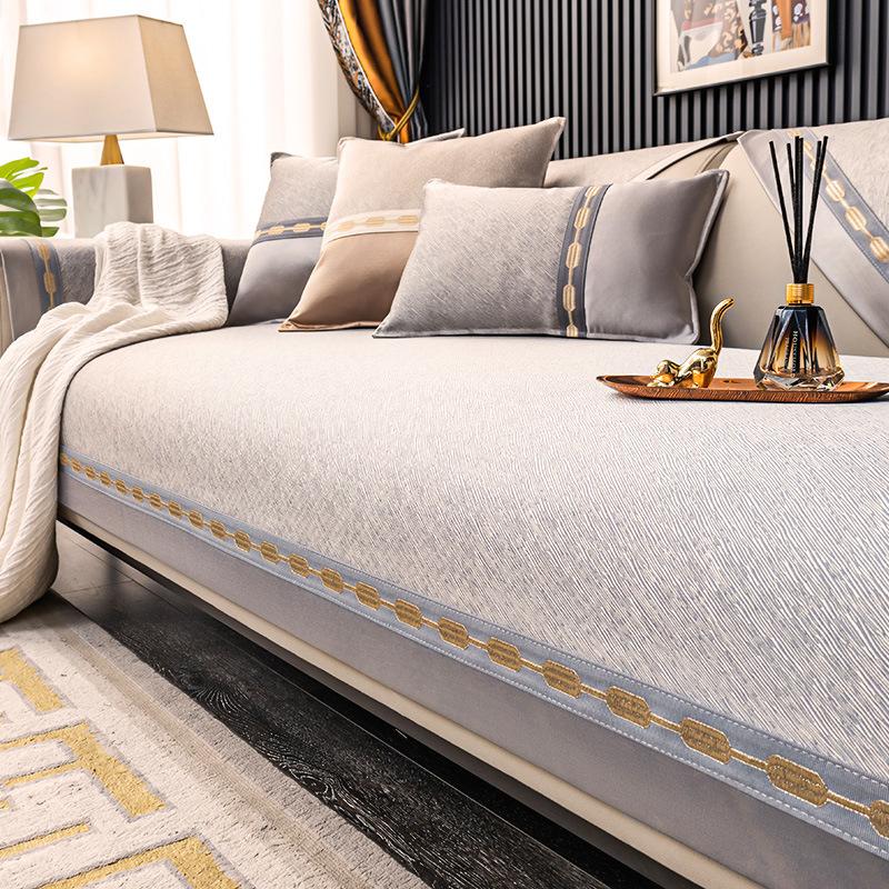 

Легкий роскошный чехол для дивана для гостиной, толстый однотонный нескользящий диван, L-образный угловой чехол для дивана, чехол для перил 1/2/3/4 сидения 30x50cm pillowcase серый