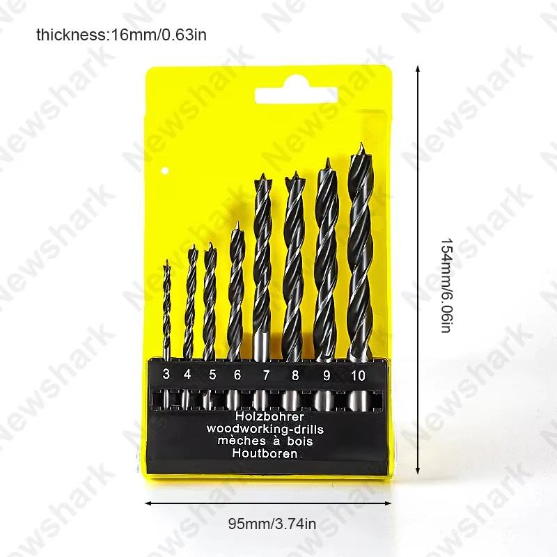 8pcs Woodworking Drilling Bit, 3-10mm Fried Dough Twists Bit Set Woodworking Bit titanium Coating Woodworking Metal Bit Tool