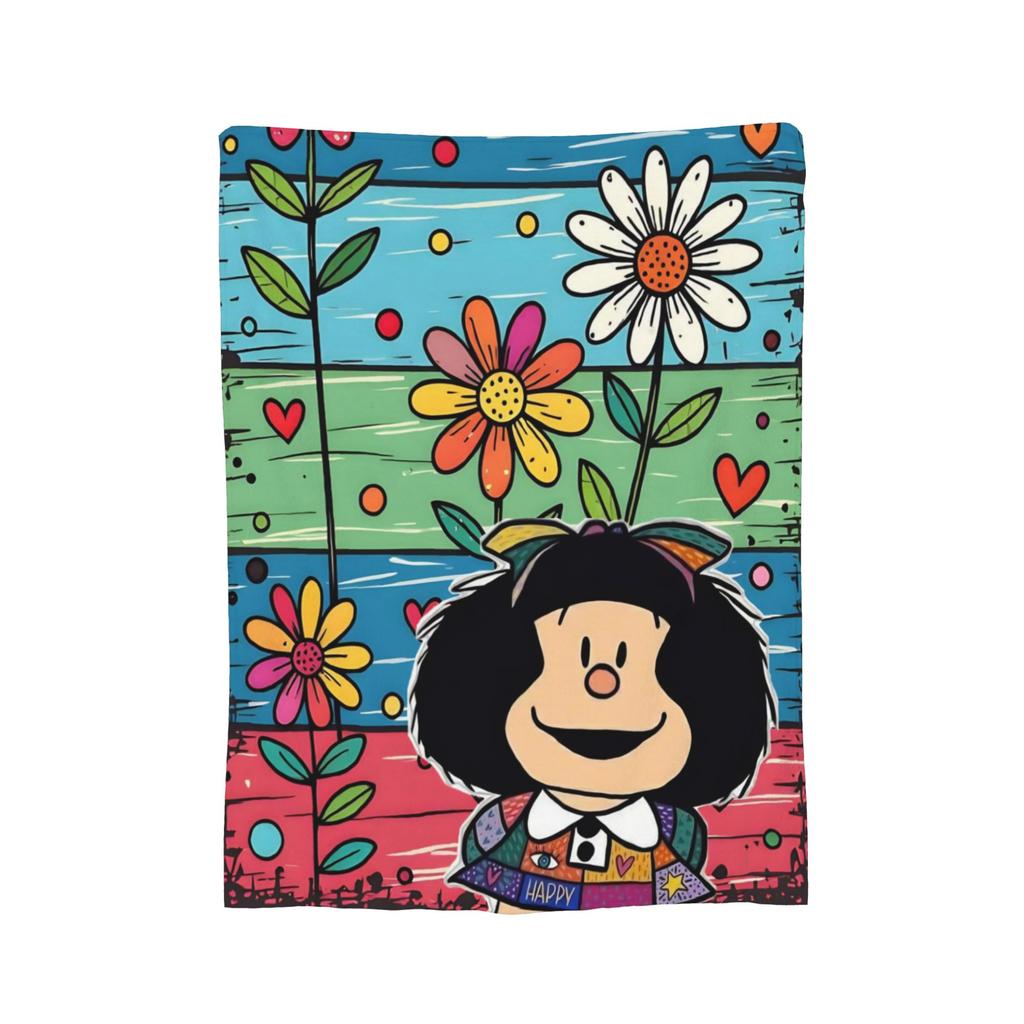 Mafaldas Love Smile Flannel Blankets  Funny Throw Blanket for Home cm Plush Thin Quilt