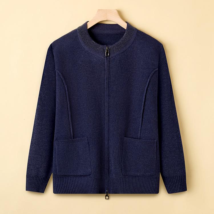 New Fashionable Middle-aged and Elderly Women's Noble Thick Sweater Jacket Middle-aged Mother Autumn Knitted Top