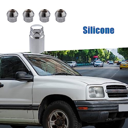 A ABSOPRO Wheel Lock Nuts Wheel Lock Lug Nuts Automotive Locking Nut Set M12x1.25 for Chevrolet, Trac Ker 1998-2004 Steel Silver Tone