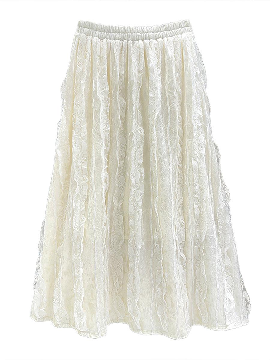 

Юбка из нежного кружевного бархата 2025 года, новая осенне-зимняя юбка с эластичной резинкой и высокой талией, тонкая юбка средней длины One size