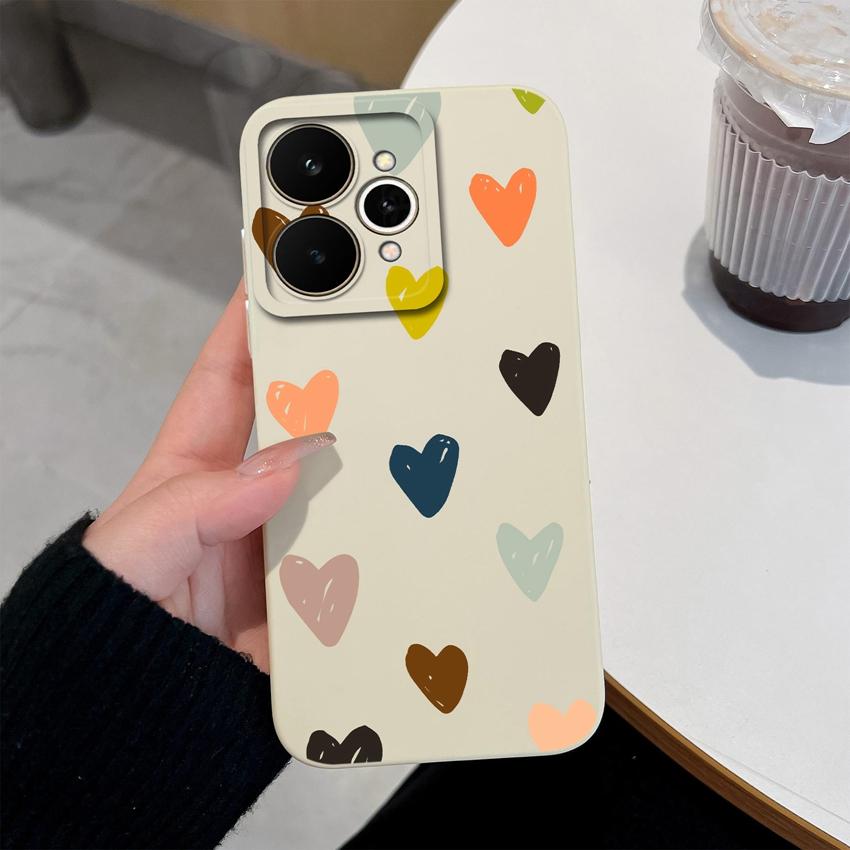 For Realme 15 15T 15X C71 C73 C33 C35 C21Y C25S Note 70 70T Phone Case Fashion Love Heart Patterns Liquid Silicone Protective Shell For Realme Housing
