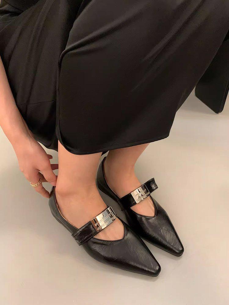 TK Plus Size Low-Cut Pointed Toe Flat Women's Shoes in Black or Burgundy Synthetic Leather