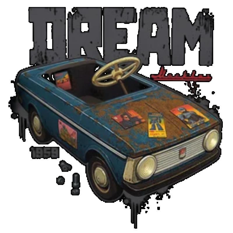 Oversized T Shirt Black Dream Car Graphic Print Streetwear Casual Wear for Men