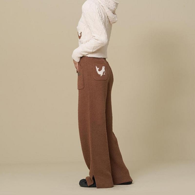 Teddy Ribbed Knit Pants  Brown 