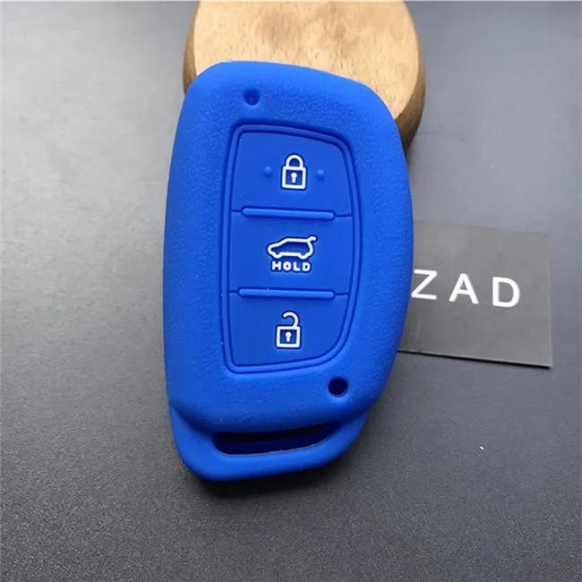 ZAD Silicone Rubber Car Key Case Cover Protector for Hyundai Tucson Elantra MISTRA Santa 9 3 Buttons Smart Key Fob Car Accessory