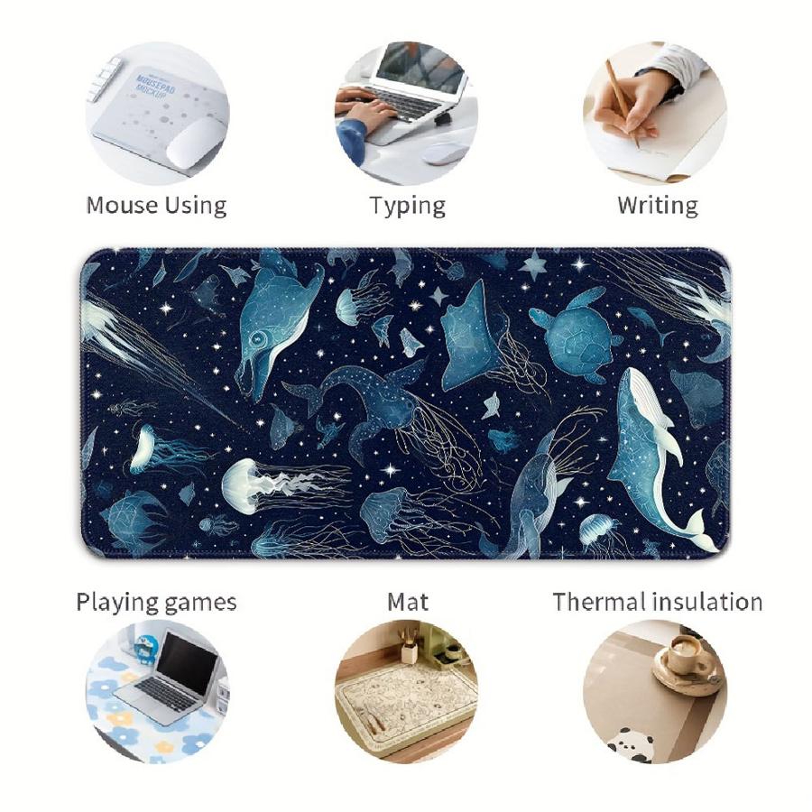 Deep Sea Blue Fish Mouse Pad Computer Laptop Pad Desk accessories Keyboard Mouse Pad Game Console Pad office Pad Anti slip