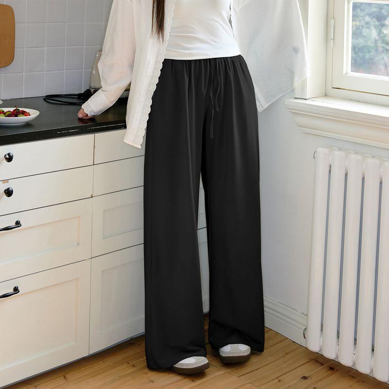Zhang Ren Summer plus Size Women s Clothes Slightly Oversized Girls Slim Looking Dopamine Loose Pants Idle Style High Waist Drooping Casual Pants Black 2XL