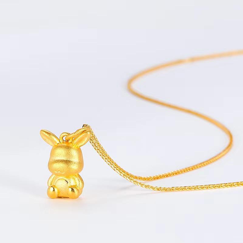 Vietnamese Gold Money Rabbit Zodiac Pendant Necklace – Cute Rabbit Clavicle Chain for Women