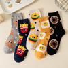 Dongdaemun Women's Cute Emoji Cotton Socks - Cartoon Snacks Mid-Calf Style