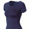 Women's Quick-Dry Short-Sleeve Running and Yoga T-Shirt with Stylish Back Design