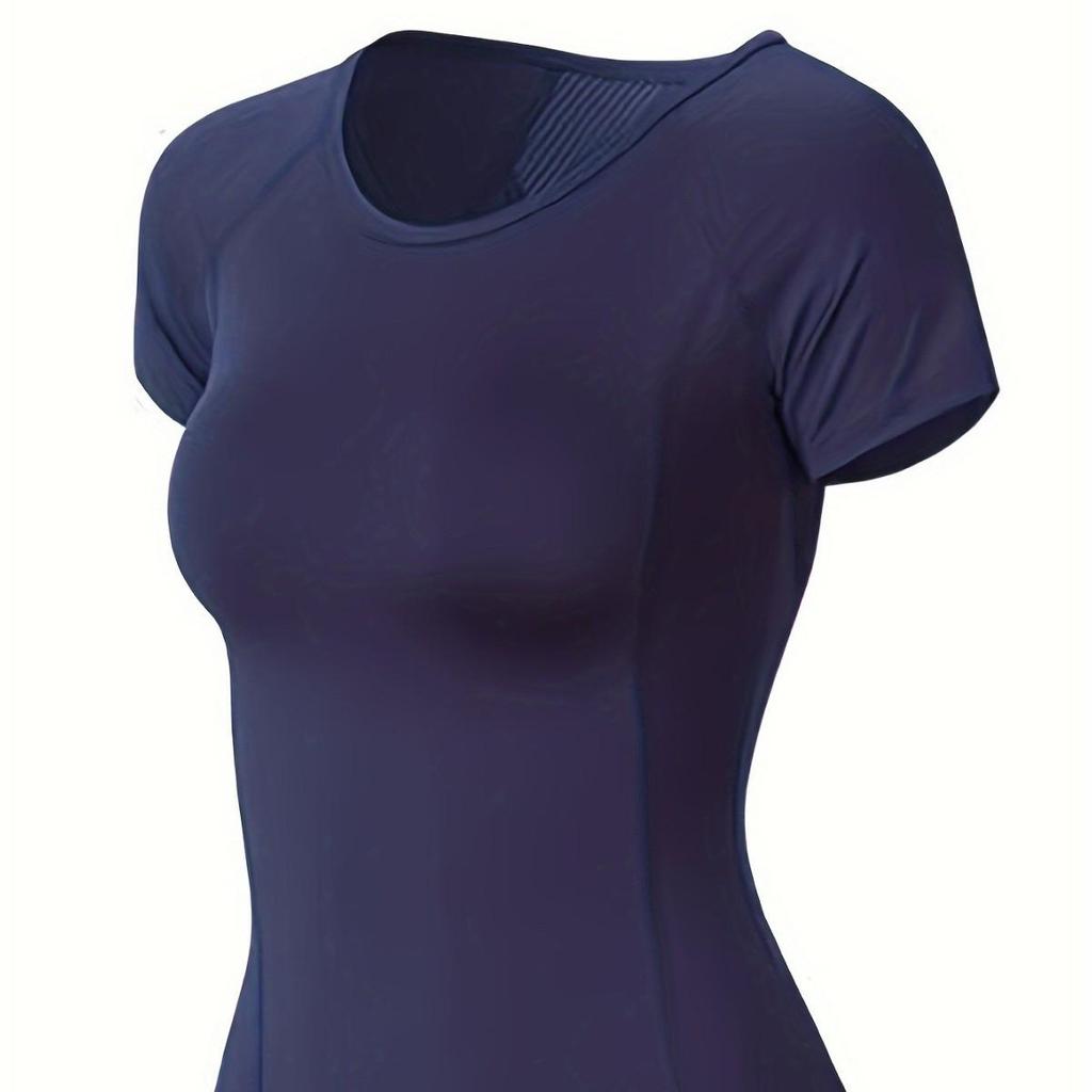 Women's Quick-Dry Short-Sleeve Running and Yoga T-Shirt with Stylish Back Design
