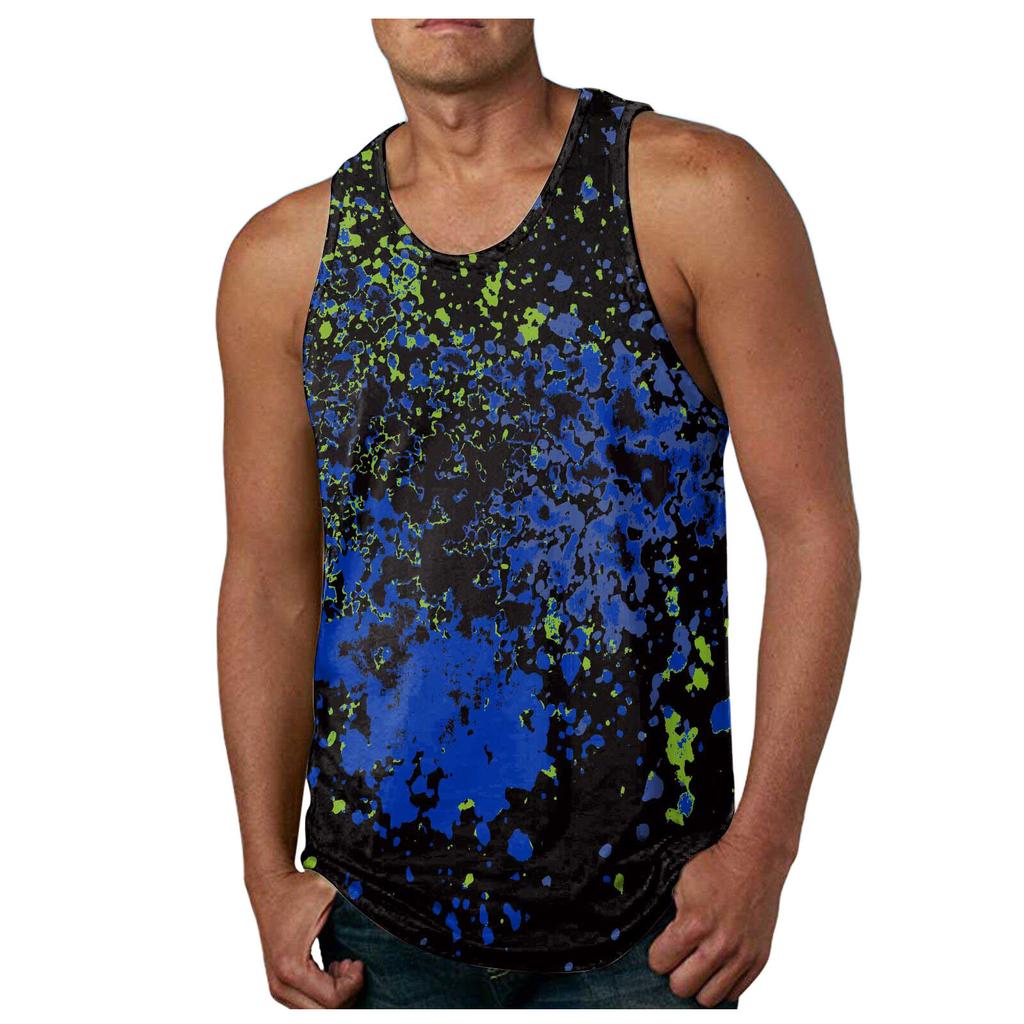 Mens Fashion Hawaiian Beach Sports Tank Top Men Gym Print Vest