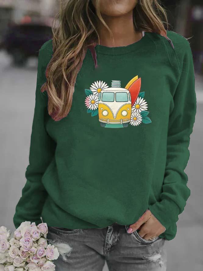 Women's Printed Round Neck Hoodie