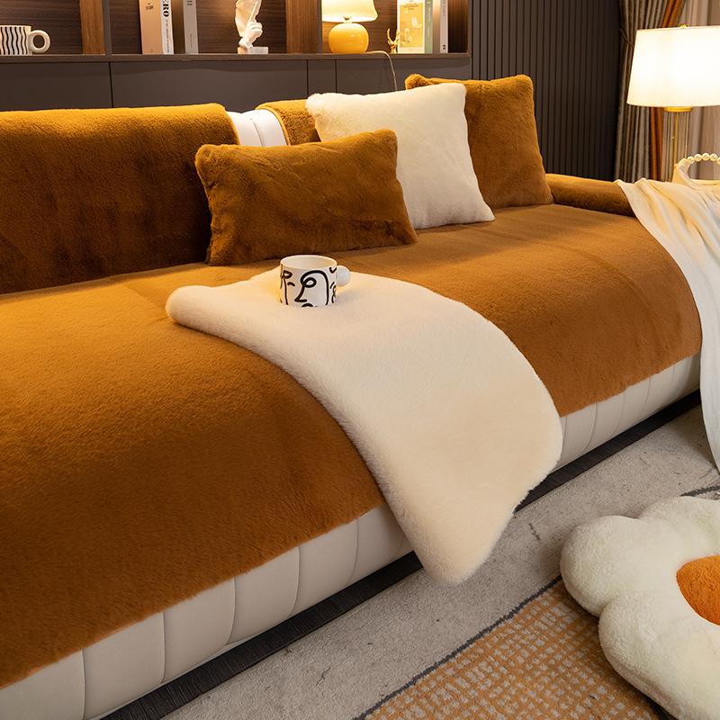 Fløyels Sofapute Vinter Fortykket Sklisikker Stue Skinn Sofapute Lett Luksus High-End Nordisk Moderne Ryggstøtte Håndkle