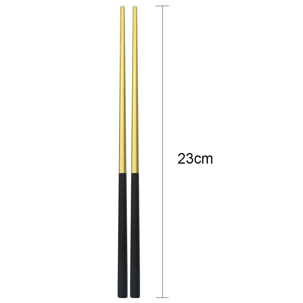 Růžové zlato 1 pár čtvercových hůlek z nerezové oceli Protiskluzové opakovaně použitelné kovové hůlky na tyčinky Nádobí Kuchyňské domácí nářadí