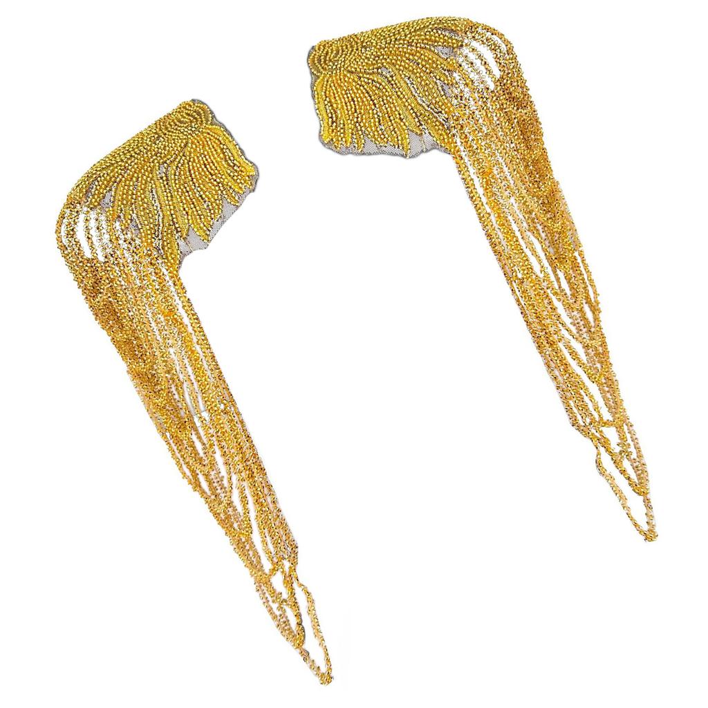 1 Pair Sequined Beaded Uniform Epaulets Party Costume Epaulettes Glittering Shoulder Bars Epaulet for Stage Performances