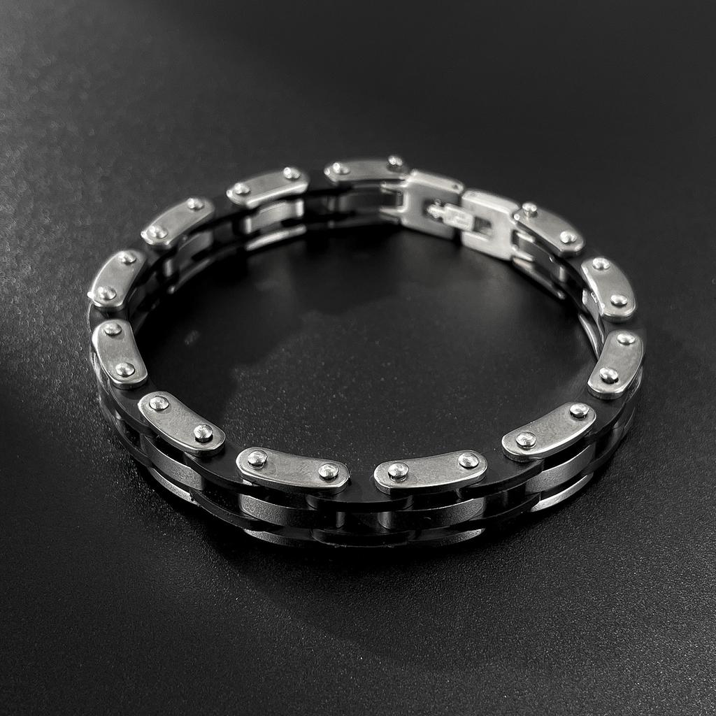 Fashion Bracelet Men's Stainless Steel Hip-hop Trend Retro Silicone Personalized Titanium