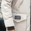 Men Down Jacket Fur Collar Hooded Long Sleeve Solid Color Winter Coat Zipper Placket