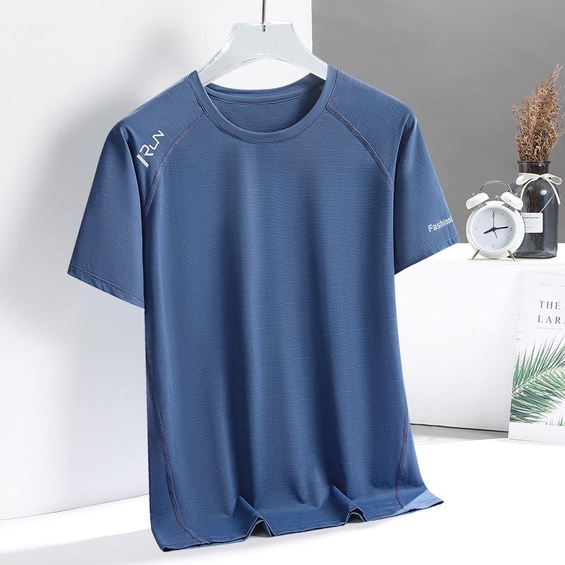 Men's Ice Silk Short Sleeve Summer Casual Plus Size Men's Sports Casual T-shirt