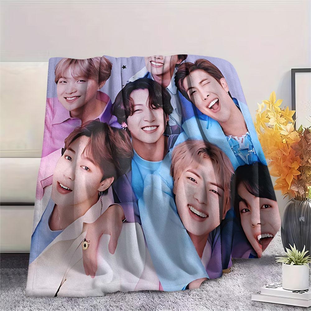K-POP BTS printing Flannel Blanket Bedroom Sofa Camping Warm blanket Gifts for family and friends-MJ013