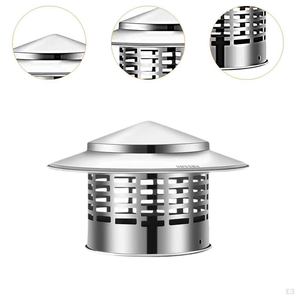 Round Chimney Cap Flue Cover Rainproof Cone Top Exhaust Vent Lid Roof Rain Guard