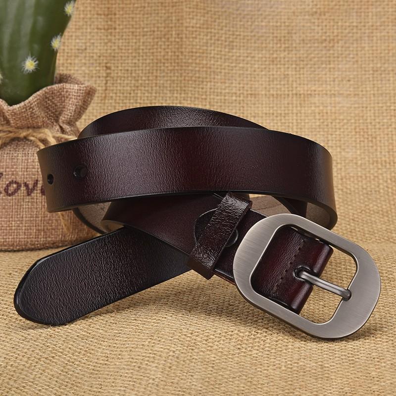 Womens Vintage Leather Belt With Alloy Pin Buckle Retro Style Jeans 2-4cm Width Genuine Cowhide