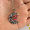 Unique Fashionable Alloy Moon And Cute Red Mushroom Pendant Necklace For All