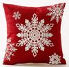 Red Plaid Sofa Linen Christmas Pillow Cover Reindeer Snowflake Home Cushion Cover