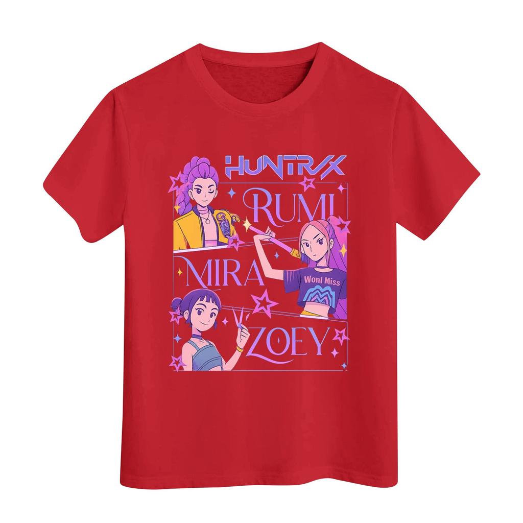 Boys Girls Round Neck Casual Printed Short-sleeved T-shirt Top